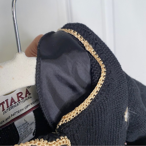 Vtg 1999 Tiara International 2000 Star Print Knit Cardigan Sweater Size Large - Picture 6 of 7